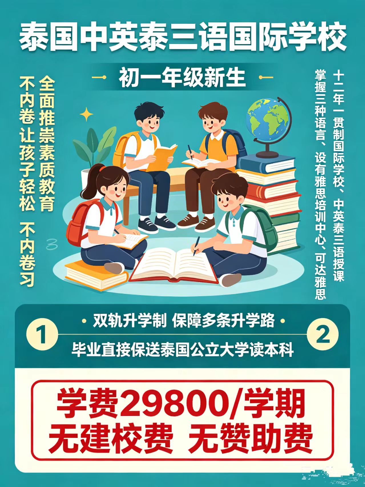 曼谷初一摆脱内卷！三语平价华文国际学校❗
