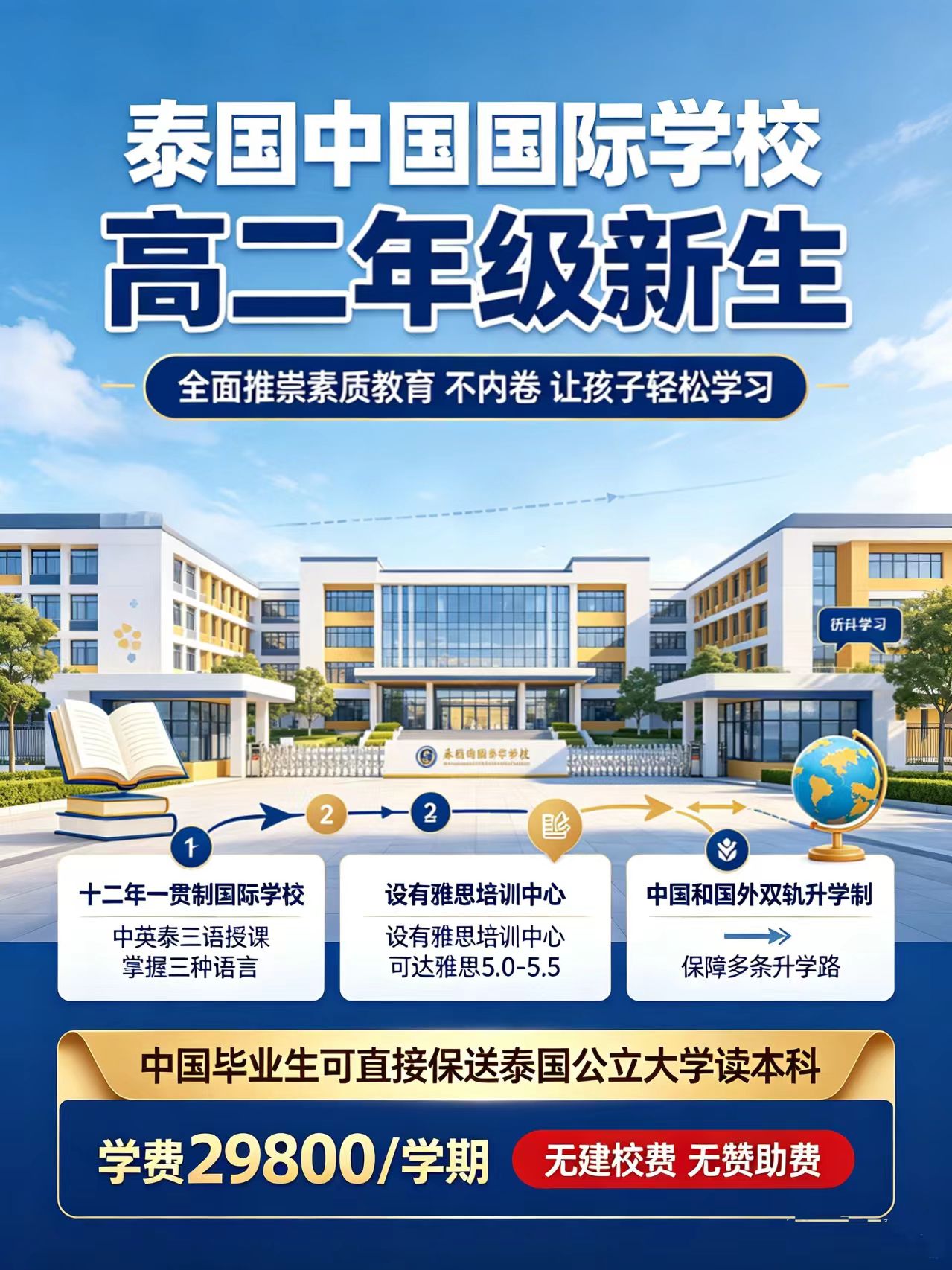 不用卷高考,曼谷华文国际学校高二给孩子三条升学路