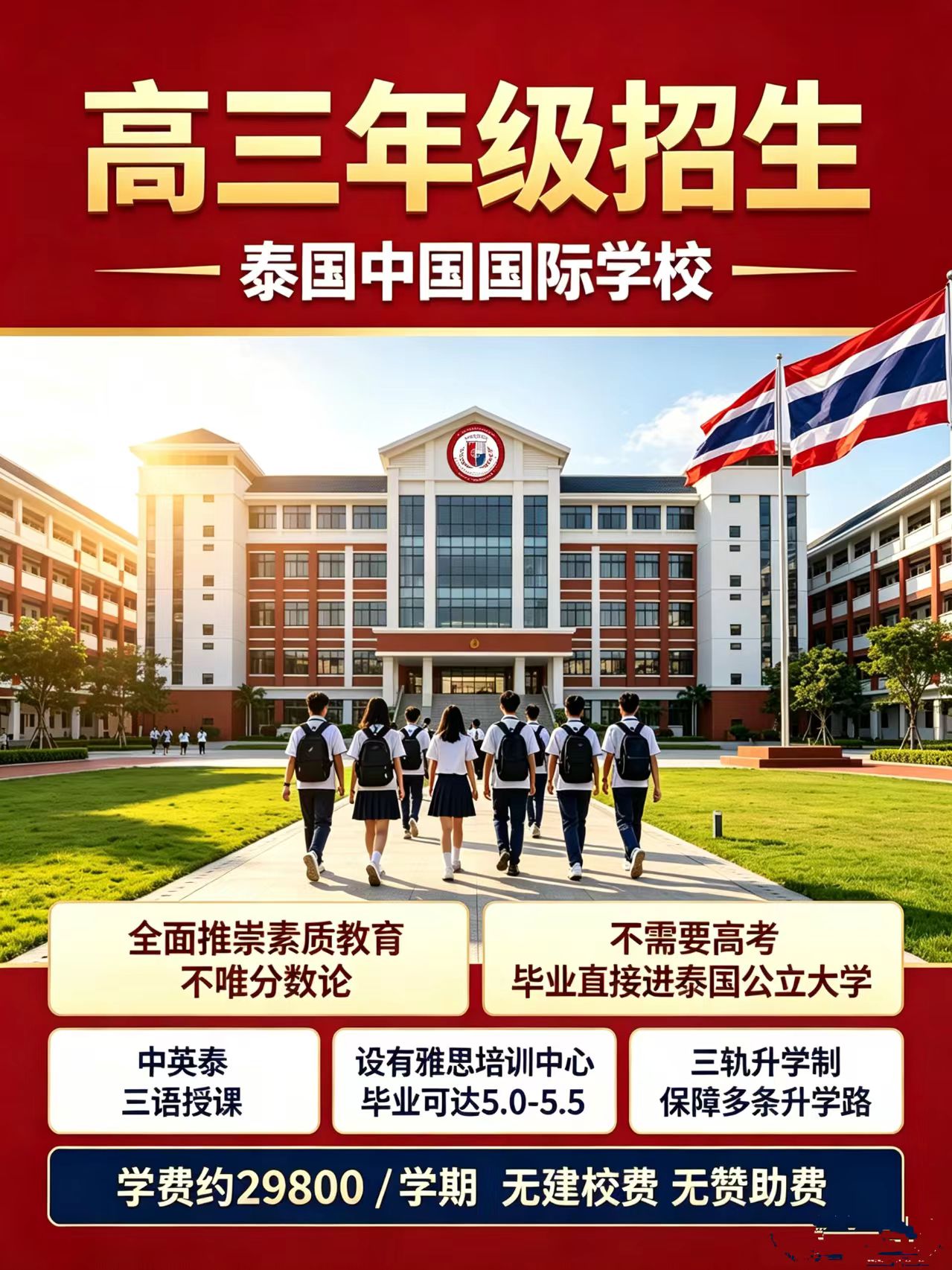 泰国中国国际学校高三年级，不高考读公立❗❗
