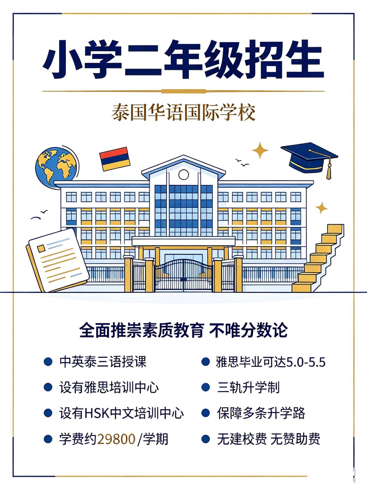 曼谷华语国际学校2年级招生，三语教学+低学费