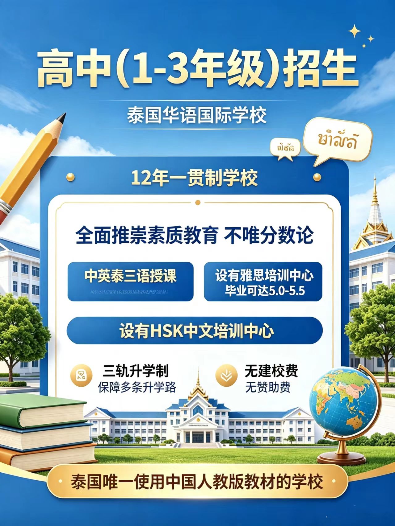 曼谷华语中国国际高中不用卷中考！太棒了