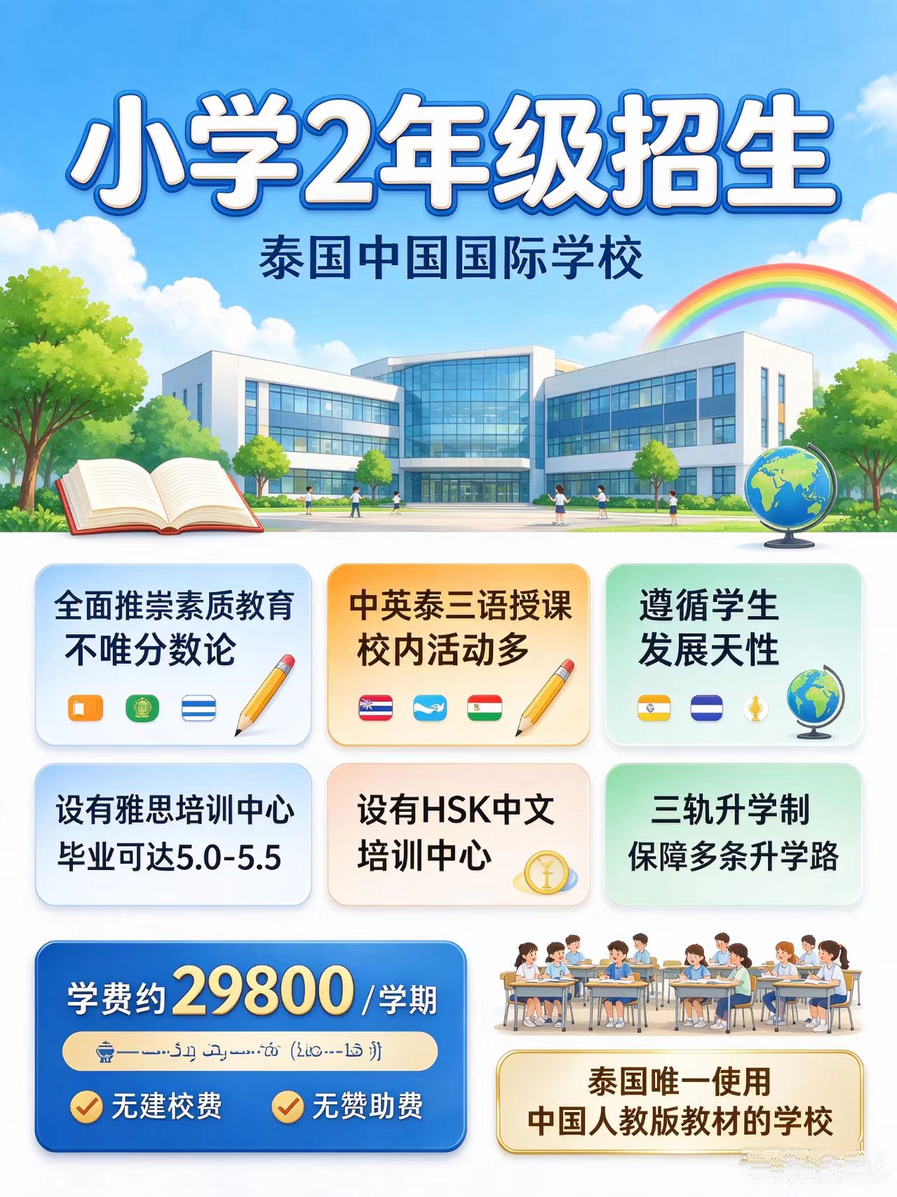 泰国唯一人教版中国国际学校✨二年级来咯❗